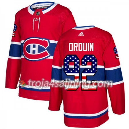 Montreal Canadiens tröja Jonathan Drouin 92 Röd USA Flag Fashion 2017-2018 Adidas Authentic - NHL Tröjor Herr